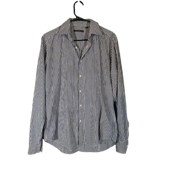 Theory Blue & White Plaid Long Sleeve Collared Button Down Shirt Men Sz S - Picture 1 of 9